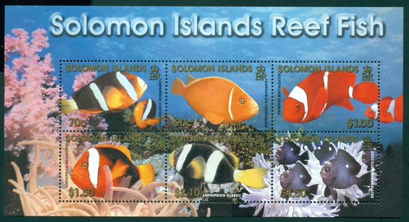 Solomon Islands Scott #926a MNH SHEET of 6 Reef Fish FAUNA CV$7+