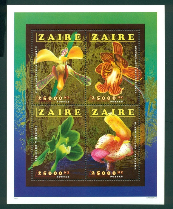Zaire Michel #1149-1152 MNH S/S Orchids Flowers FLORA $$
