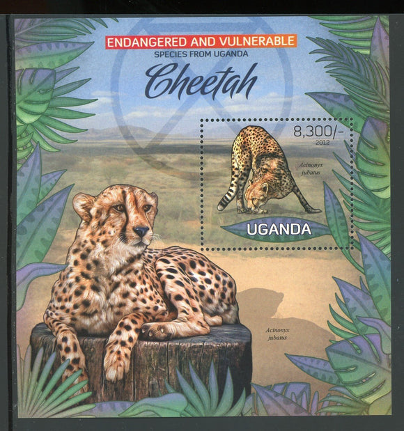 Uganda Scott #2016 MNH S/S Cheetahs FAUNA 2012 CV$6+ TH-1