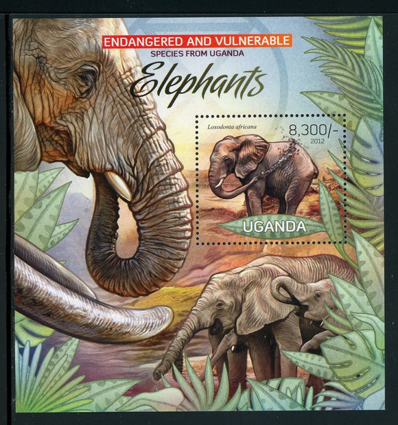 Uganda Scott #2017 MNH S/S Elephants FAUNA 2012 CV$6+ TH-1