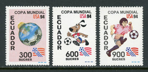 Ecuador Scott #1340-1342 MNH WORLD CUP 1994 USA Soccer Football CV$7+
