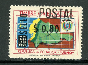 Ecuador Scott #779 MNH SCHG 80c on 30c (Bk) on Map of Ecuador $$