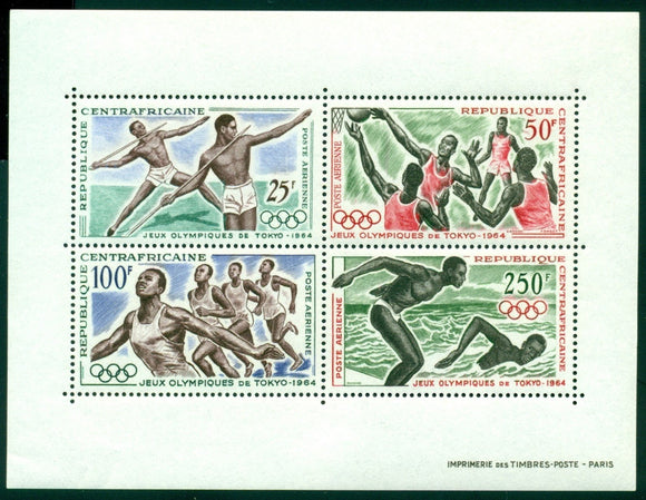 Central African Republic Scott #C23a MNH S/S OLYMPICS 1964 Tokyo CV$13+