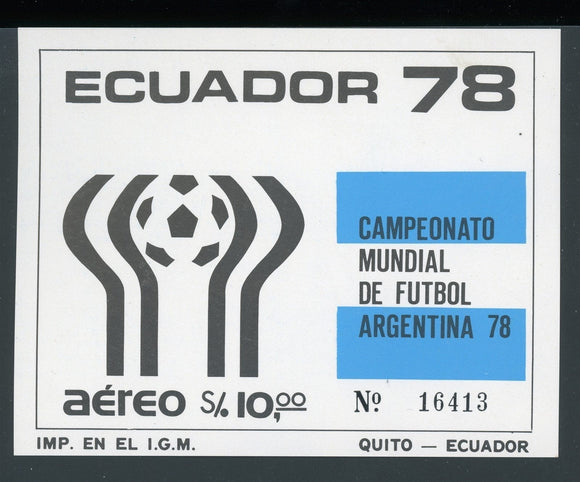 Ecuador Scott #C631 MNH S/S WORLD CUP 1978 Argentina Soccer Football CV$6+