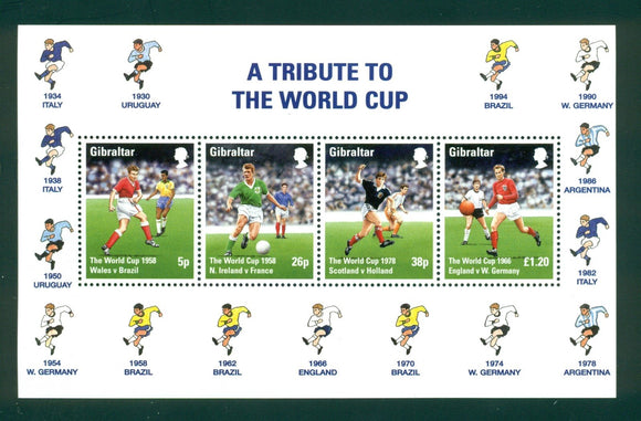 Gibraltar Scott #749a MNH S/S Tribute to World Cup Soccer CV$6+