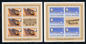 Grenada Grenadines Scott #330-331 MNH SHEETS Sir Rowland Hill Death ANN CV$6+