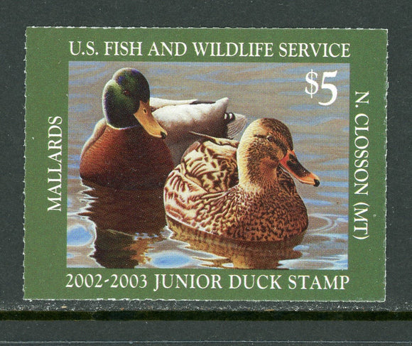 United States Scott #JDS10 2002-2003 Junior Duck Stamps CV$35+ ISH-1