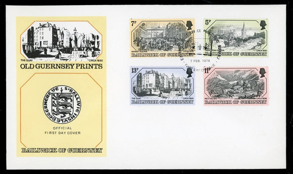 Guernsey Scott #157-160 FIRST DAY COVER 19th Century Prints $$ TH-1
