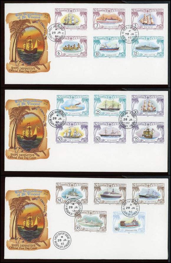 St. Vincent Grenadines Scott #222-238 FIRST DAY COVERS Ships COMPLETE $$ TH-1