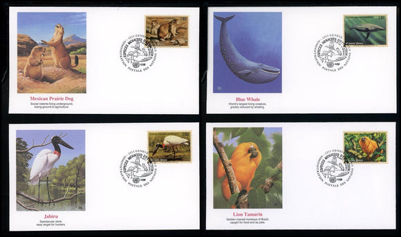 UN-Geneva Scott #246-249 FIRST DAY COVERS Endangered Species 1994 $$ TH-1