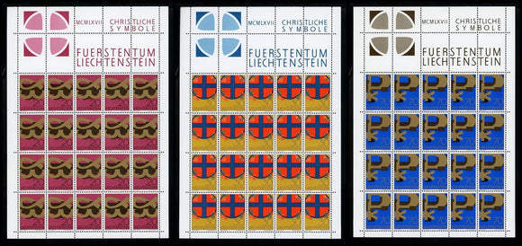 Liechtenstein Scott #426-428 MNH SHEETS of 20 Christian Symbols CV$22+ TH-1