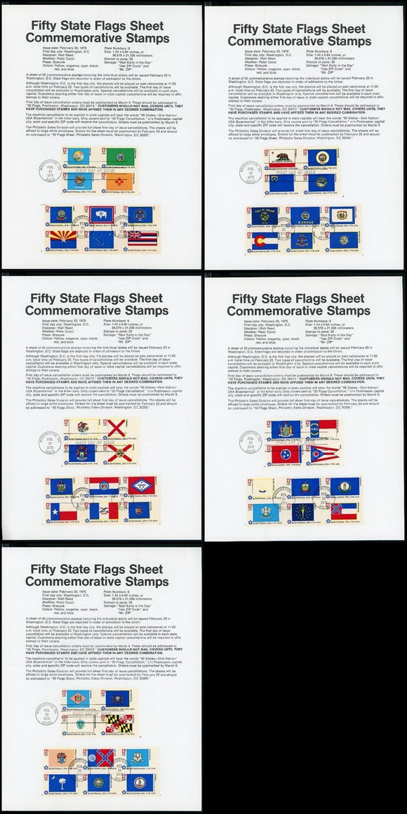 US Scott #SP404-SP409 FIRST DAY COVERS #1633-1682 State Flags CV$28+ TH-1