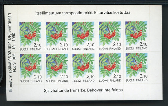 Finland Scott #837 SA PANE of 10 Provincial Flowers FLORA CV$14+