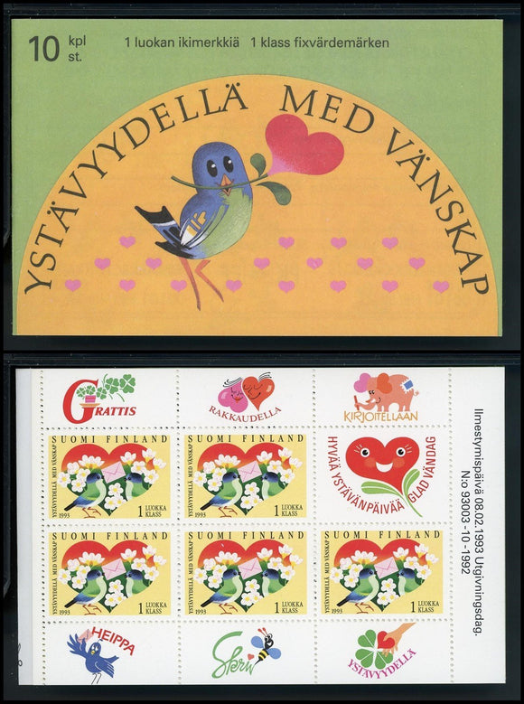 Finland Scott #906a MNH BOOKLET 2 PANES of 5 Friendship Stamps CV$28+