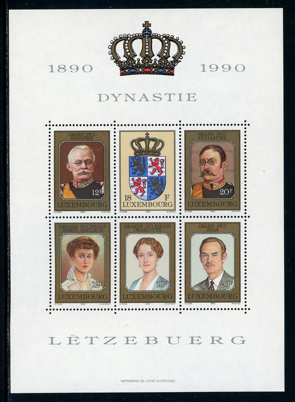 Luxembourg Scott #843 MNH S/S Nassau-Weilberg Dynasty CV$8+