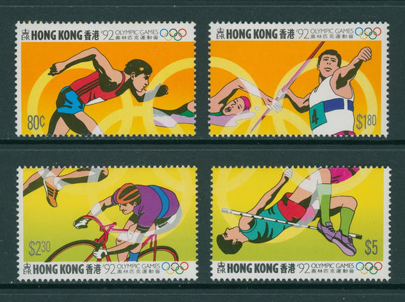Hong Kong Scott #624-627 MH OLYMPICS 1992 Barcelona CV$5+