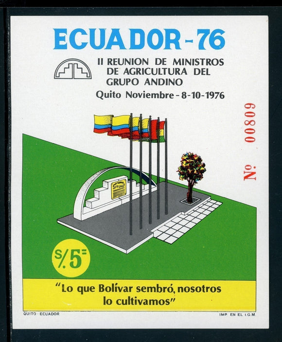 Ecuador Scott #C595 MNH S/S Agricultural Ministers Conference CV$2+