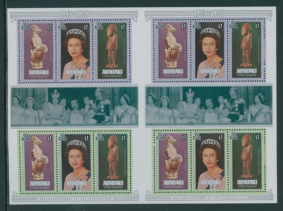 Aitutaki Scott #166d MH PAIR Queen Elizabeth II Coronation 25th ANN $$