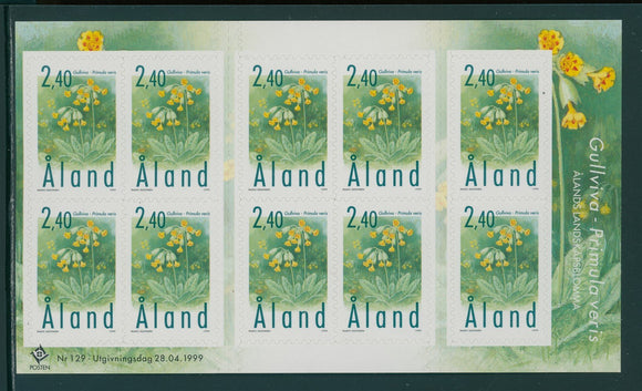 Aland Islands Scott #108 SA SHEET of 10 Primula Veris FLORA CV$10+