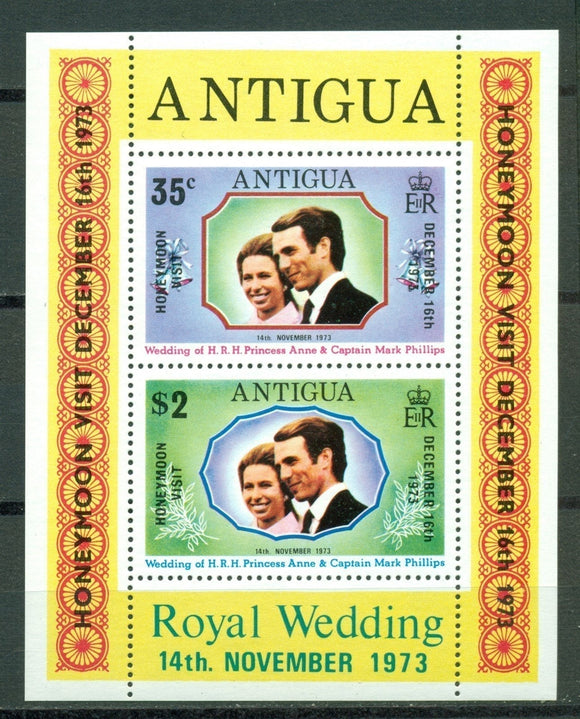 Antigua Scott #324a MNH S/S OVPT Princess Anne and Mark Philips Wedding $$