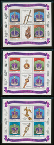 Barbuda Scott #345-347 MNH SHEETS of 4 w/LBLS Coronation 25th ANN CV$4+