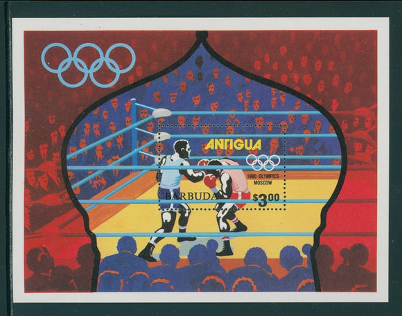 Barbuda Scott #422 MNH S/S OVPT OLYMPICS 1980 Moscow $$