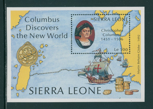 Sierra Leone Scott #913 MNH S/S Discovery of New World 500th ANN CV$6+