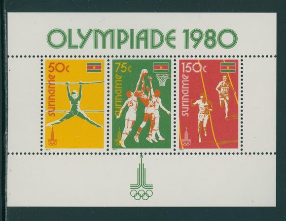 Surinam Scott #556a MNH S/S OLYMPICS 1980 Moscow CV$2+