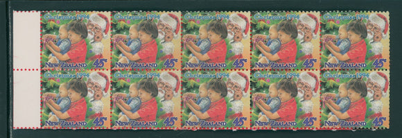 New Zealand Scott #1243a MNH BOOKLET PANE of 10 Christmas 1994 45c CV$7+