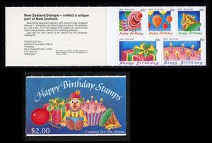 New Zealand Scott #1032a MNH BOOKLET PANE of 5 Happy Birthday Stamps 40c CV$6+