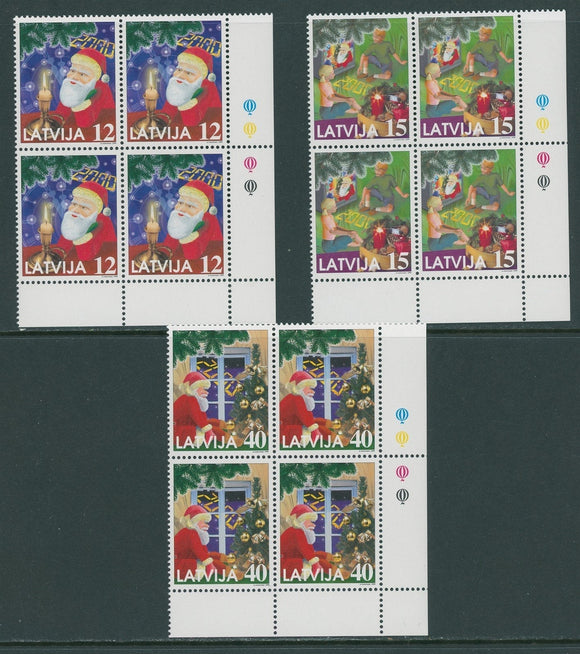 Latvia Scott #499-501 MNH BLOCK Christmas 1999 Santa Claus CV$13+