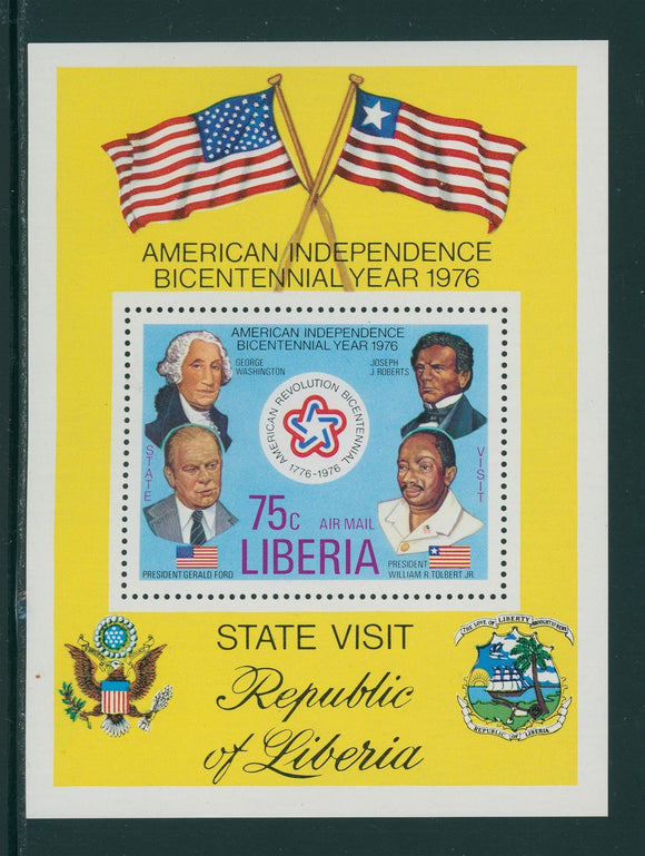 Liberia Scott #C214 MNH S/S US Bicentennial Visit of Pres. Tolbert CV$2+