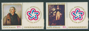 Romania Scott #2607-2608 MNH w/LABELS US Bicentennial Paintings $$