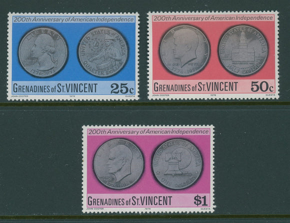 St. Vincent Grenadines Scott #81-83 MNH US Bicentennial Coins $$