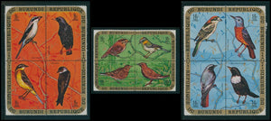 Burundi Scott #C132-C134 MNH BLOCKS of 4 Birds Fauna CV$50+