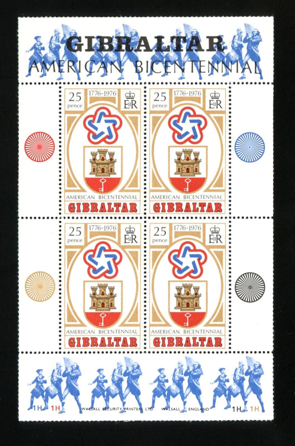 Gibraltar Scott #329a MNH S/S US Bicentennial CV$4+
