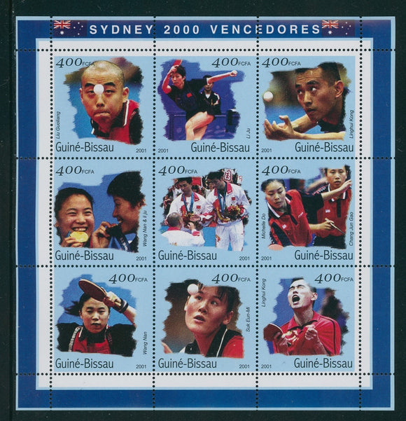 Guinea-Bissau OS #27 MNH S/S OLYMPICS 2000 Sydney Ping Pong Winners $$