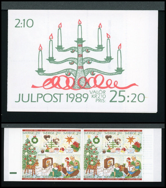 Sweden Scott #1771a MNH BOOKLET of 12 Christmas Scenes 1989 CV$13+