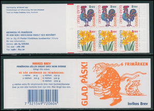 Sweden Scott #2224a MNH BOOKLET of 6 Easter Stamps 1997 CV$13+