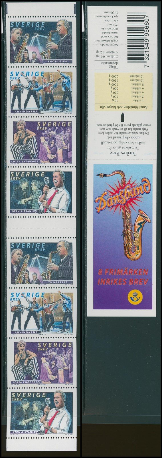 Sweden Scott #2359 MNH BOOKLET of 8 Dance Bands 1999 CV$16+