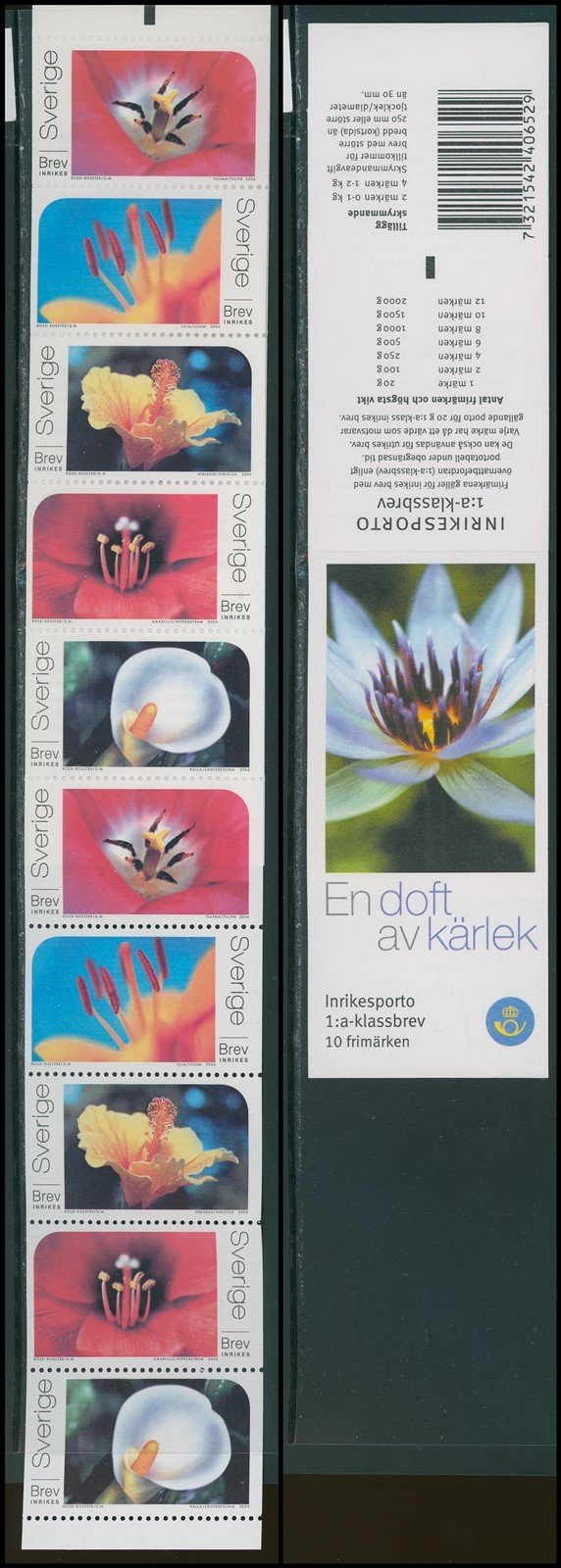 Sweden Scott #2478f MNH BOOKLET of 10 Flowers FLORA 2004 CV$17+