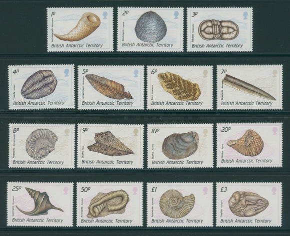 British Antarctic Territory Scott #153-167 MNH Fossils FAUNA CV$43+