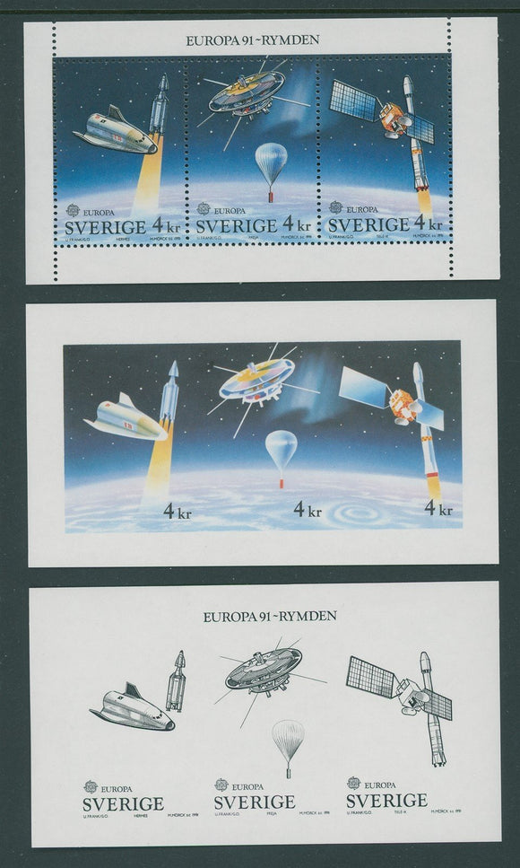 Sweden Scott #1893a MNH PANE Europa 1991 Space W/PROOFS $$ os1