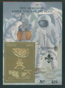 Abkhazia OS #10 SOUVENIR CARD Apollo XI 25th ANN GOLD FOIL $$