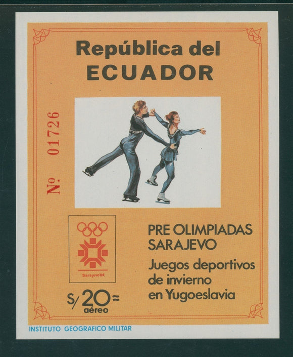 Ecuador Michel BL #110 MNH S/S OLYMPICS 1984 Sarajevo $$