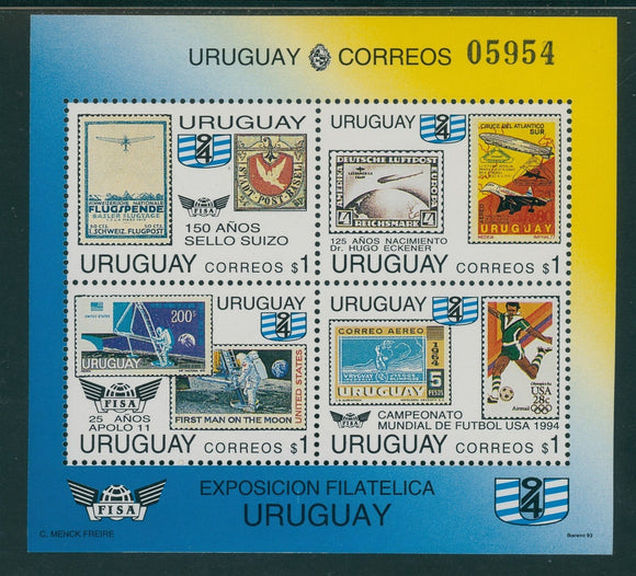 Uruguay Scott #1519 MNH S/S Events on Stamps FISA EXPO CV$12+