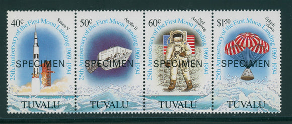 Tuvalu Scott #660 MNH SPECIMEN STRIP of 4 Apollo XI 25th ANN $$