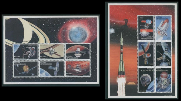 Angola Scott #1107-1108 MNH SHEETS of 6 History of Space Exploration CV$10+