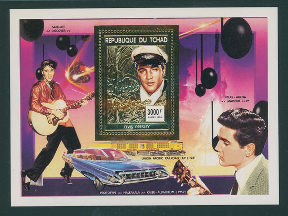 Chad OS #7 MNH S/S Elvis Presley Music Star GOLD FOIL 3000fr $$