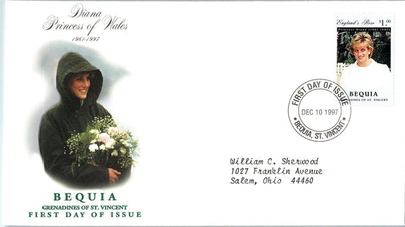 Princess Diana Memorial First Day Cover FDC - BEQUIA - SEE SCAN $$$